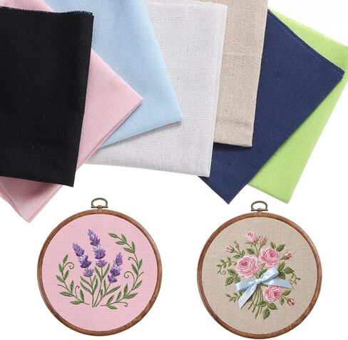 7Pcs Embroidery Fabric Squares 11.8" Linen Fabric Cloth for Embroidery Cloth Solid Colour for DIY Crafts Making Garment Needlework, 30cm in Saudi Arabia