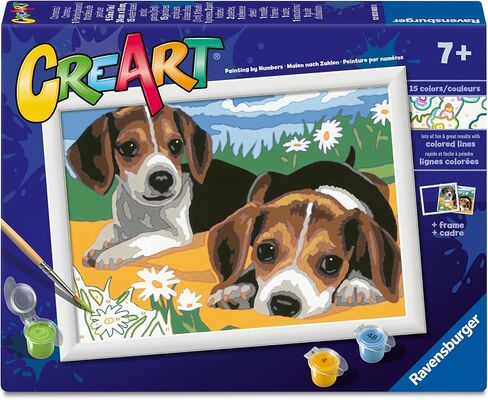 Ravensburger CreArt Beagle Puppies Paint by Numbers Kit for Kids - 12023083 - Painting Arts and Crafts for Ages 7 and Up in Saudi Arabia