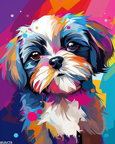 WUIVCTR Paint by Numbers Dog for Adults, Acrylic Oil Painting by Numbers Kits for Beginner with Brushes Paintwork Art Canvas for Home Decor 16x20in in Saudi Arabia
