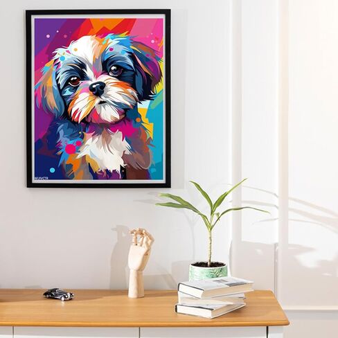 WUIVCTR Paint by Numbers Dog for Adults, Acrylic Oil Painting by Numbers Kits for Beginner with Brushes Paintwork Art Canvas for Home Decor 16x20in in Saudi Arabia