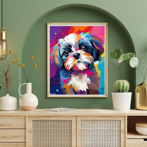 WUIVCTR Paint by Numbers Dog for Adults, Acrylic Oil Painting by Numbers Kits for Beginner with Brushes Paintwork Art Canvas for Home Decor 16x20in in Saudi Arabia