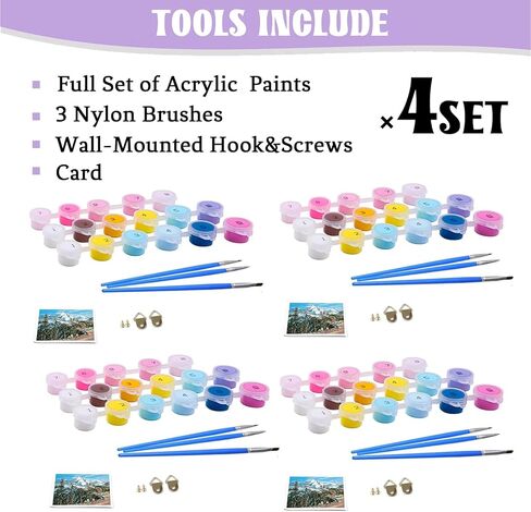 Hlison 4 Pack 10"x 10" Framed Paint by Number for Adults Canvas - Succulent Flowers Framed Paint by Numbers for Adults Kids Beginners - Acrylic Oil Easy Paint by Number Kits on Canvas with Frame in Kuwait