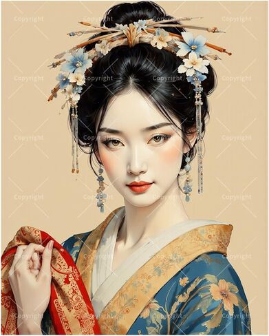 Elegant Geisha Paint by Numbers Kit for Adults - DIY Japanese Culture Painting on Canvas 16x20 Inches, Acrylic Paint Set, Suitable for Beginners, Art for Home Decoration or Gifts in Saudi Arabia
