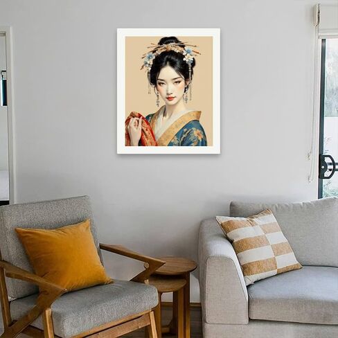 Elegant Geisha Paint by Numbers Kit for Adults - DIY Japanese Culture Painting on Canvas 16x20 Inches, Acrylic Paint Set, Suitable for Beginners, Art for Home Decoration or Gifts in Saudi Arabia