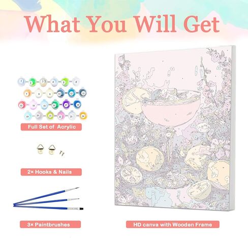 Auremi Cocktail Paint by Number Kits for Adults,Lemon Paint by Number on Canvas with Frame DIY Painting with Number Acrylic Oil Paint Kits for Home Decor 8x12 Inch in Saudi Arabia