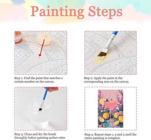 Auremi Cocktail Paint by Number Kits for Adults,Lemon Paint by Number on Canvas with Frame DIY Painting with Number Acrylic Oil Paint Kits for Home Decor 8x12 Inch in Saudi Arabia