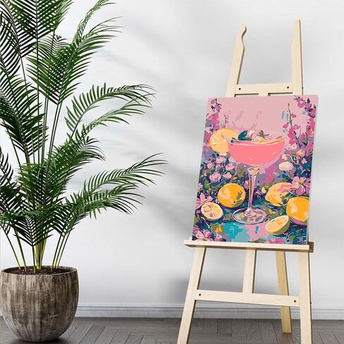 Auremi Cocktail Paint by Number Kits for Adults,Lemon Paint by Number on Canvas with Frame DIY Painting with Number Acrylic Oil Paint Kits for Home Decor 8x12 Inch in Saudi Arabia