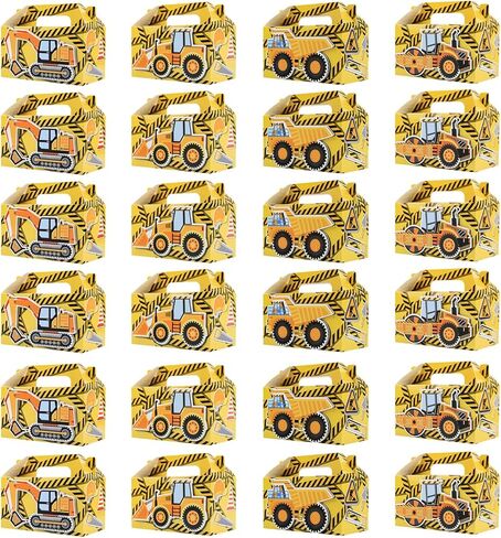 LYINGUO 24 Pack Construction Party Boxes,Goodie Cardboard Boxes with Handles for Snacks,Birthday Party Supplies Favors in Saudi Arabia