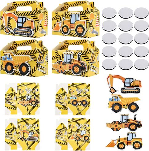 LYINGUO 24 Pack Construction Party Boxes,Goodie Cardboard Boxes with Handles for Snacks,Birthday Party Supplies Favors in Saudi Arabia