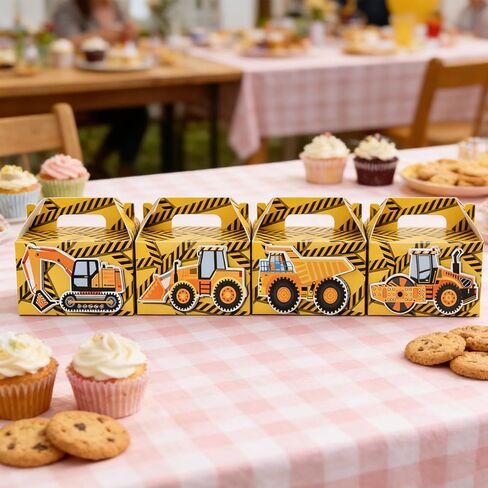LYINGUO 24 Pack Construction Party Boxes,Goodie Cardboard Boxes with Handles for Snacks,Birthday Party Supplies Favors in Saudi Arabia