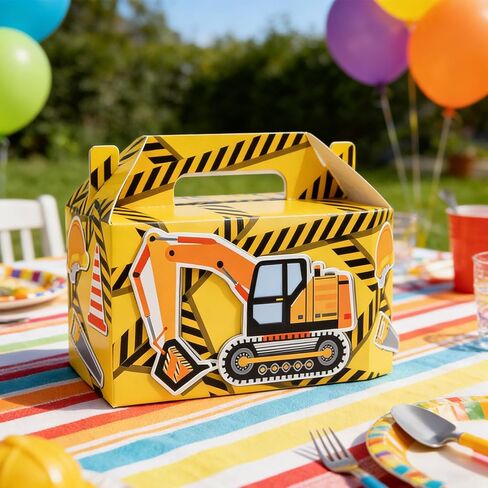 LYINGUO 24 Pack Construction Party Boxes,Goodie Cardboard Boxes with Handles for Snacks,Birthday Party Supplies Favors in Saudi Arabia