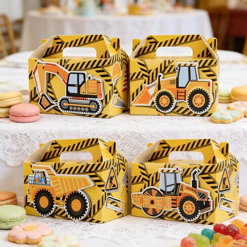 LYINGUO 24 Pack Construction Party Boxes,Goodie Cardboard Boxes with Handles for Snacks,Birthday Party Supplies Favors in Saudi Arabia