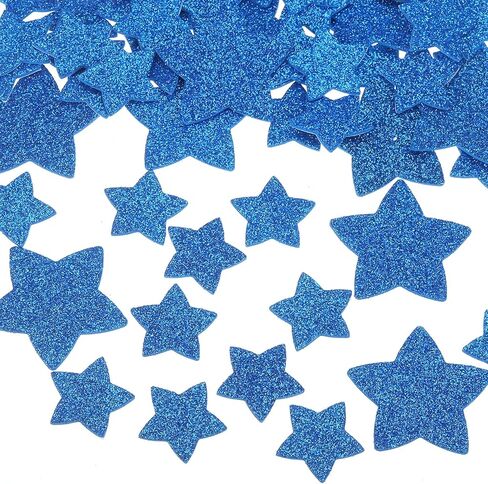 MECCANIXITY 76Pcs Glitter Foam Stickers 3 Size Self-Adhesive Sparkly Star Shapes Glitter Stickers for Arts Craft Supplies, DIY and Decor, Silver in Saudi Arabia