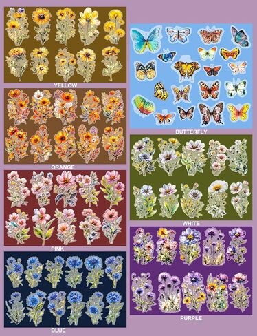 160Pcs Scrapbook Flower Butterfly Stickers, Big 4.7" Watercolor Butterfly Floral Stickers Bulk, Waterproof Clear Sticker for Scrapbooking, Laptop Decals, Junk Journal Supplies, DIY Paper Crafts in Saudi Arabia