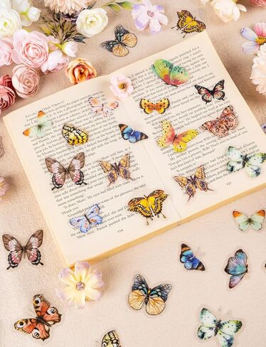 160Pcs Scrapbook Flower Butterfly Stickers, Big 4.7" Watercolor Butterfly Floral Stickers Bulk, Waterproof Clear Sticker for Scrapbooking, Laptop Decals, Junk Journal Supplies, DIY Paper Crafts in Saudi Arabia