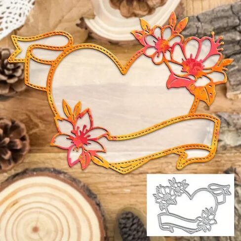 Heart Flowers Lace Banner Love Frame Metal Die Cuts,Spring Sunflower Frame Leaf Cutting Dies Cut Stencils for DIY Scrapbooking Album Decorative Embossing Paper Dies for Card Making in Saudi Arabia