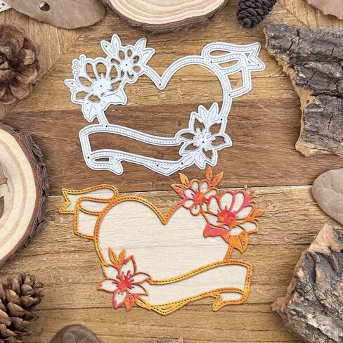 Heart Flowers Lace Banner Love Frame Metal Die Cuts,Spring Sunflower Frame Leaf Cutting Dies Cut Stencils for DIY Scrapbooking Album Decorative Embossing Paper Dies for Card Making in Saudi Arabia