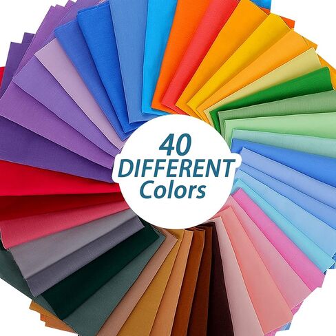 Macarrie 40 Pcs 10 x 10 Inch Cotton Fabric Squares Crafts Fabric Quilting Patchwork Bundles Multicolor Squares Sewing Craft Precut Materials Scrap for DIY Craft Holiday Cloths Handmade(Chic Color) in Saudi Arabia