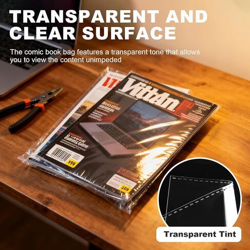 100Pack Current Size Comic Book Bags and Boards- Reusable White Comic Book Boards and Transparent Bags for Comic Book Storage,Comics Magazine Storage for Collector Small Business in Saudi Arabia