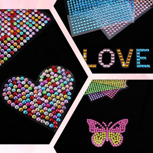 3120 PCS Rhinestone Stickers 6mm Self-Adhesive Gem Stickers Colorful Bedazzled Jewels Crystal Embellishment Diamond Decorations for Crafts DIY Card Making Scrapbooking(12 Sheets) in Saudi Arabia