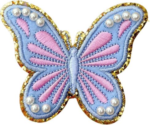 Noa Jayne Co. Chenille & Embroidered Iron-On Patches with Pearls – Rainbow, Butterfly, Bow, Checkered Heart & Smile Flower – Cute Aesthetic Appliqué for Jackets, Backpacks, Jeans & DIY Crafts in Saudi Arabia