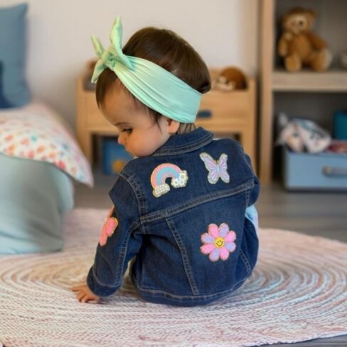 Noa Jayne Co. Chenille & Embroidered Iron-On Patches with Pearls – Rainbow, Butterfly, Bow, Checkered Heart & Smile Flower – Cute Aesthetic Appliqué for Jackets, Backpacks, Jeans & DIY Crafts in Saudi Arabia