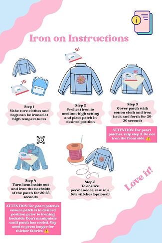 Noa Jayne Co. Chenille & Embroidered Iron-On Patches with Pearls – Rainbow, Butterfly, Bow, Checkered Heart & Smile Flower – Cute Aesthetic Appliqué for Jackets, Backpacks, Jeans & DIY Crafts in Saudi Arabia