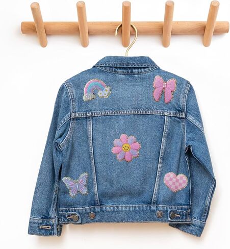 Noa Jayne Co. Chenille & Embroidered Iron-On Patches with Pearls – Rainbow, Butterfly, Bow, Checkered Heart & Smile Flower – Cute Aesthetic Appliqué for Jackets, Backpacks, Jeans & DIY Crafts in Saudi Arabia