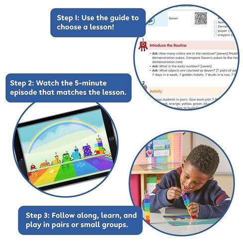 إجراءات أرقام hand2mind مع مجموعة فصول Numberblocks، أنشطة التعلم في مرحلة ما قبل المدرسة، رياض الأطفال المتلاعبين بالرياضيات، مكعبات العد، مكعبات ربط الأرقام، ألعاب تعليمية للأطفال in Saudi Arabia