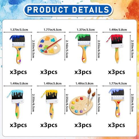 24pcs Art Paint Cupcake Toppers: Paint Brush Cupcake Toppers Art Theme Cake Decorations Artist Birthday Party Favors Supplies in Saudi Arabia