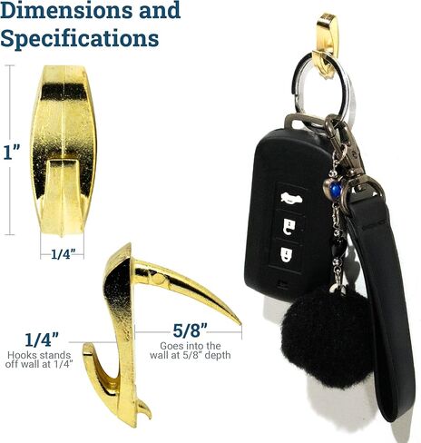 Brass Wall Biters in Medium - 3 Pack - Push Pin Picture Hangers for Keys, Photo Frames, Mirrors, Tapestries, etc. - Holds up 20 lbs in Saudi Arabia