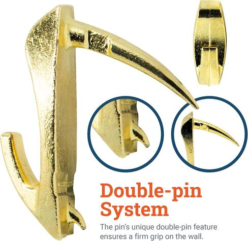 Brass Wall Biters in Medium - 3 Pack - Push Pin Picture Hangers for Keys, Photo Frames, Mirrors, Tapestries, etc. - Holds up 20 lbs in Saudi Arabia