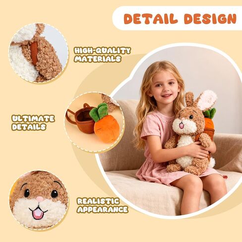 ألعاب PuffPop-Rabbit القطيفة، ألعاب أرنب لطيفة من القطيفة، أرانب تحمل الفجل، هدايا للأطفال، هدايا أرنب عيد الفصح (8 بوصة) in Saudi Arabia