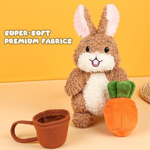 ألعاب PuffPop-Rabbit القطيفة، ألعاب أرنب لطيفة من القطيفة، أرانب تحمل الفجل، هدايا للأطفال، هدايا أرنب عيد الفصح (8 بوصة) in Saudi Arabia