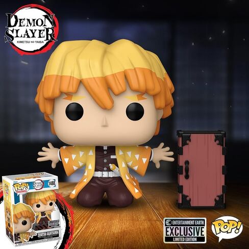 POP Anime: Zenitsu Agatsuma Protecting Nezuko's Box إصدار محدود من شخصية Funko من الفينيل (مع حافظة حماية صندوقية متوافقة)، متعدد الألوان، 3.75 in Kuwait