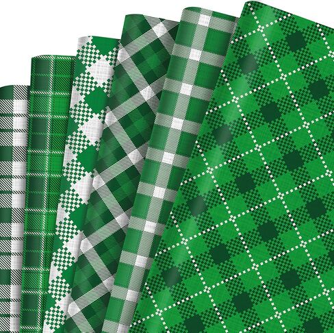 12 Sheets St. Patrick's Day Green Plaid Wrapping Paper -Green Plaid Design Art Paper, 19.7x27.6 Inch Folded Flat Gift Wrap for Spring Birthday, Baby Shower, DIY Crafts, Holiday Gifts, Party Decor in Saudi Arabia