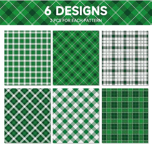 12 Sheets St. Patrick's Day Green Plaid Wrapping Paper -Green Plaid Design Art Paper, 19.7x27.6 Inch Folded Flat Gift Wrap for Spring Birthday, Baby Shower, DIY Crafts, Holiday Gifts, Party Decor in Saudi Arabia