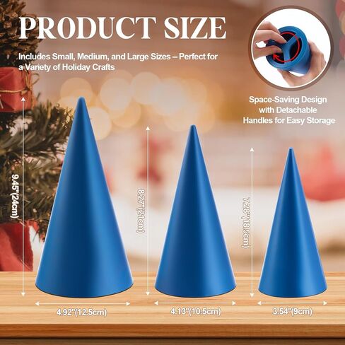 Gersoniel 3 Size Exclusive Cone Pottery Molds for DIY Christmas Tree, Removable Handle & Non-Warping Plastic, Shaping Tool for Art Making(L) in Saudi Arabia