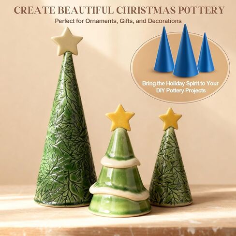 Gersoniel 3 Size Exclusive Cone Pottery Molds for DIY Christmas Tree, Removable Handle & Non-Warping Plastic, Shaping Tool for Art Making(L) in Saudi Arabia