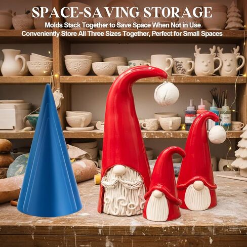 Gersoniel 3 Size Exclusive Cone Pottery Molds for DIY Christmas Tree, Removable Handle & Non-Warping Plastic, Shaping Tool for Art Making(L) in Saudi Arabia