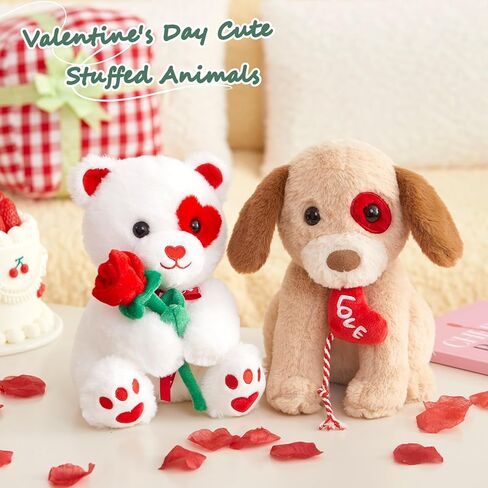 Glow Guards Valentine's Spot Dog Stuffed Animal, 10'' Cute Labrador Dog Plush with Red Heart, Soft Puppy Plushie, Valentines Stuffed Animals 2026,Gifts for Girlfriend Mom Kids Birthday in Saudi Arabia