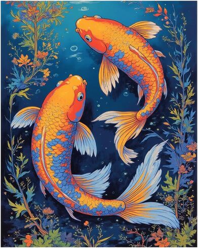 EnLvYY Dolphins in Coral Reef Paint by Numbers for Adults, 16x20 Inch DIY Acrylic Painting Kit for Beginners, Colorful Coral Reef Wall Art, Gift for Ocean Lovers, Unframed in Saudi Arabia
