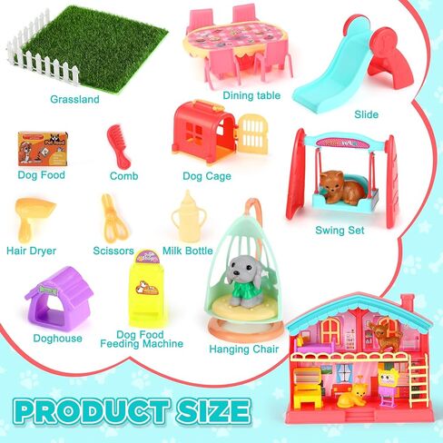 Leyndo 48 Pcs Dog and Cat Pet Figurine Playset Role Pretend Toy Set for Kids Realistic Educational Pet Care Center Dollhouse Role Play Sensory Gifts for Toddlers Boys Girls Birthday in Saudi Arabia