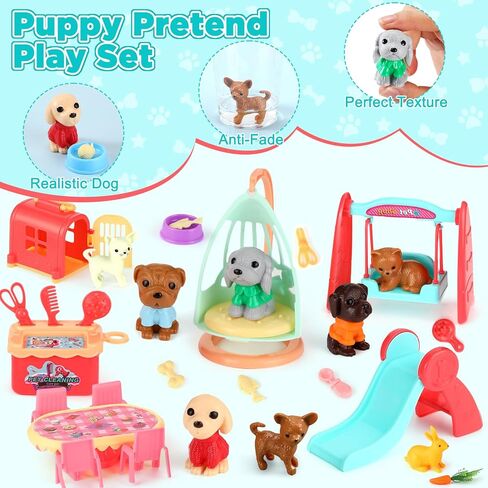 Leyndo 48 Pcs Dog and Cat Pet Figurine Playset Role Pretend Toy Set for Kids Realistic Educational Pet Care Center Dollhouse Role Play Sensory Gifts for Toddlers Boys Girls Birthday in Saudi Arabia
