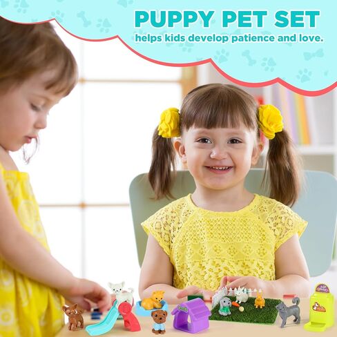 Leyndo 48 Pcs Dog and Cat Pet Figurine Playset Role Pretend Toy Set for Kids Realistic Educational Pet Care Center Dollhouse Role Play Sensory Gifts for Toddlers Boys Girls Birthday in Saudi Arabia