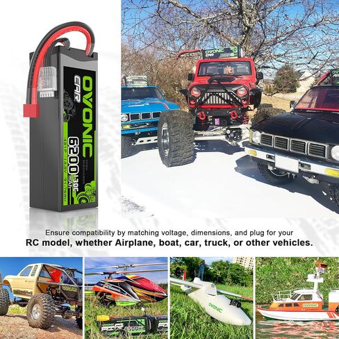 بطارية OVONIC 4S LiPo بقدرة 6200 مللي أمبير في الساعة 14.8 فولت 130C RC مع موصل T على طراز دين in Saudi Arabia
