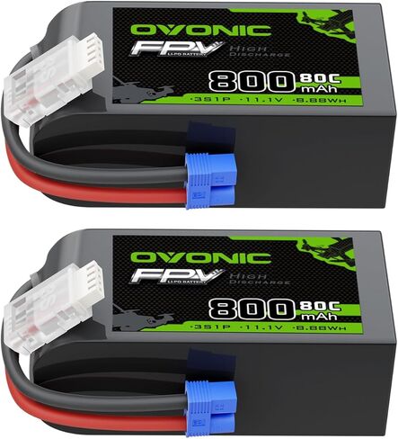 بطارية ليبو OVONIC 11.1V 80C 800mAh 3S مع قابس EC2 [عبوة واحدة تتضمن بطاريتين] in Saudi Arabia