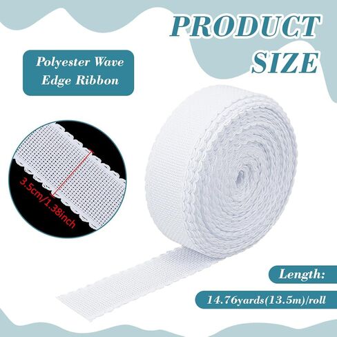 BENECREAT 14.8yd x 1.4in Aida Band مع حافة بيضاء، قماش غرز متقاطعة لتطريز التطريز المرجعي DIY الحرف اليدوية، سمك 0.7 مم in Kuwait