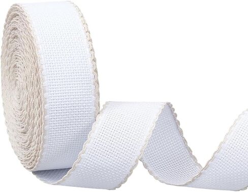 BENECREAT 14.8yd x 1.4in Aida Band مع حافة بيضاء، قماش غرز متقاطعة لتطريز التطريز المرجعي DIY الحرف اليدوية، سمك 0.7 مم in Kuwait