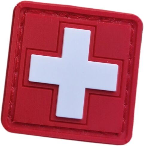 Medical Cross MED PVC Patch, Mini Red and Black PVC Medical Identifier Patch with Hook-and-Loop Backing, High-Visibility Med Patch for IFAKs, First Aid Kits, Backpacks, EMS and Tactical Gear in Saudi Arabia